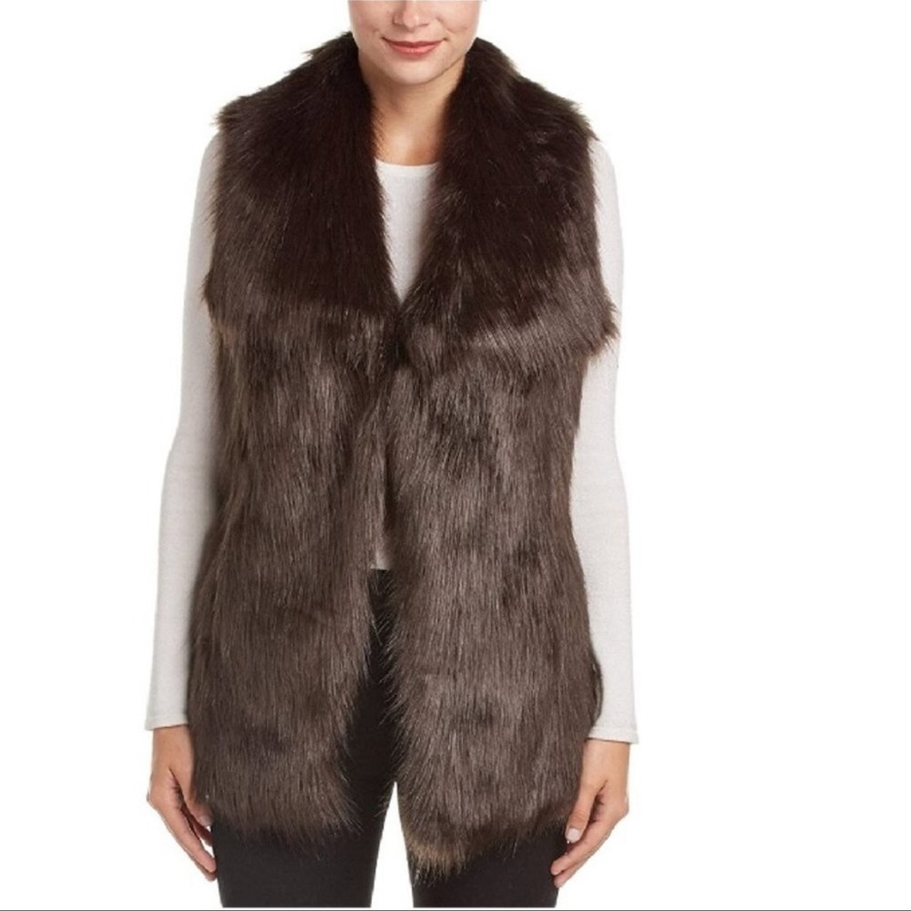 Via Spiga Faux Fur Vest Brown Small